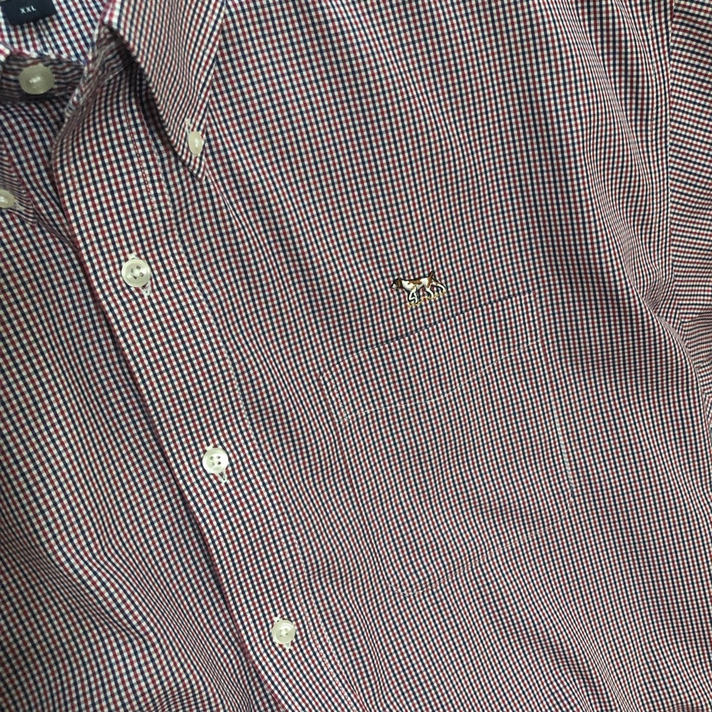 Like 🆕! Navy, Red, & White Checked Men's Casual Shirt - Size XXL